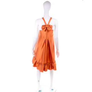 Moschino burnt orange silk tent dress with back bow