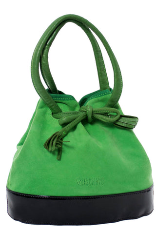 Vintage Moschino bag green suede drawstring handbag SOLD - Dressing Vintage