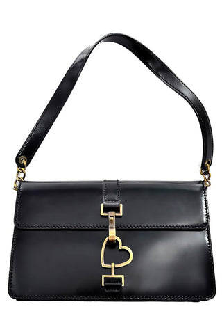 Vintage Moschino Black handbag with Heart Clasp