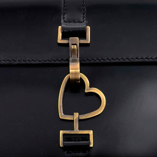 Metal Heart Clasp Moschino Black Handbag