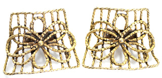 1960's MUSI Signed Vintage Shoe Buckles Cut Brass - Dressing Vintage