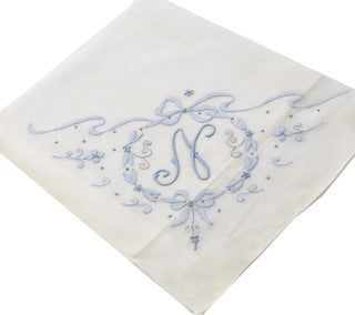 Madeira Vintage Monogrammed N Handkerchief Something Blue w/tag - Dressing Vintage
