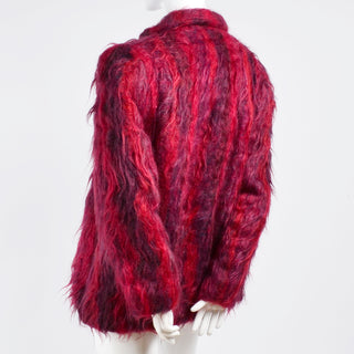 Red Mohair Handwoven Vintage Coat