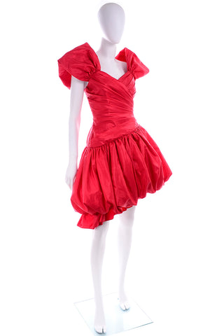 1980s Neiman Marcus Vintage Red Dress Poof Skirt