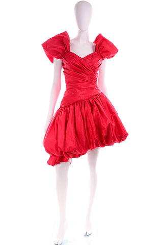 1980s Neiman Marcus Vintage Red Dress Asymmetrical