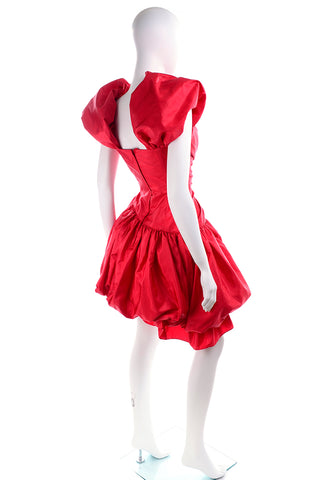 1980s Neiman Marcus Vintage Red Satin Dress