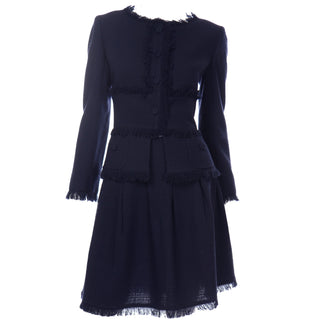 Valentino Midnight Blue Black Jacket & Skirt Suit w Original Tags
