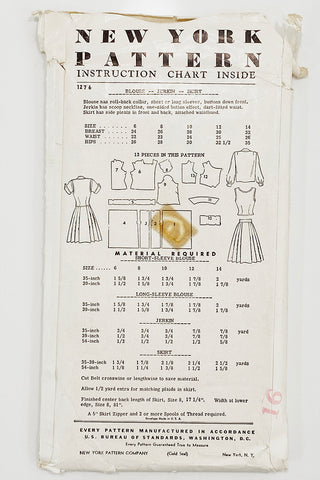 New York 1276 Vintage Girls Skirt Blouse & Jerkin Pattern 1940s