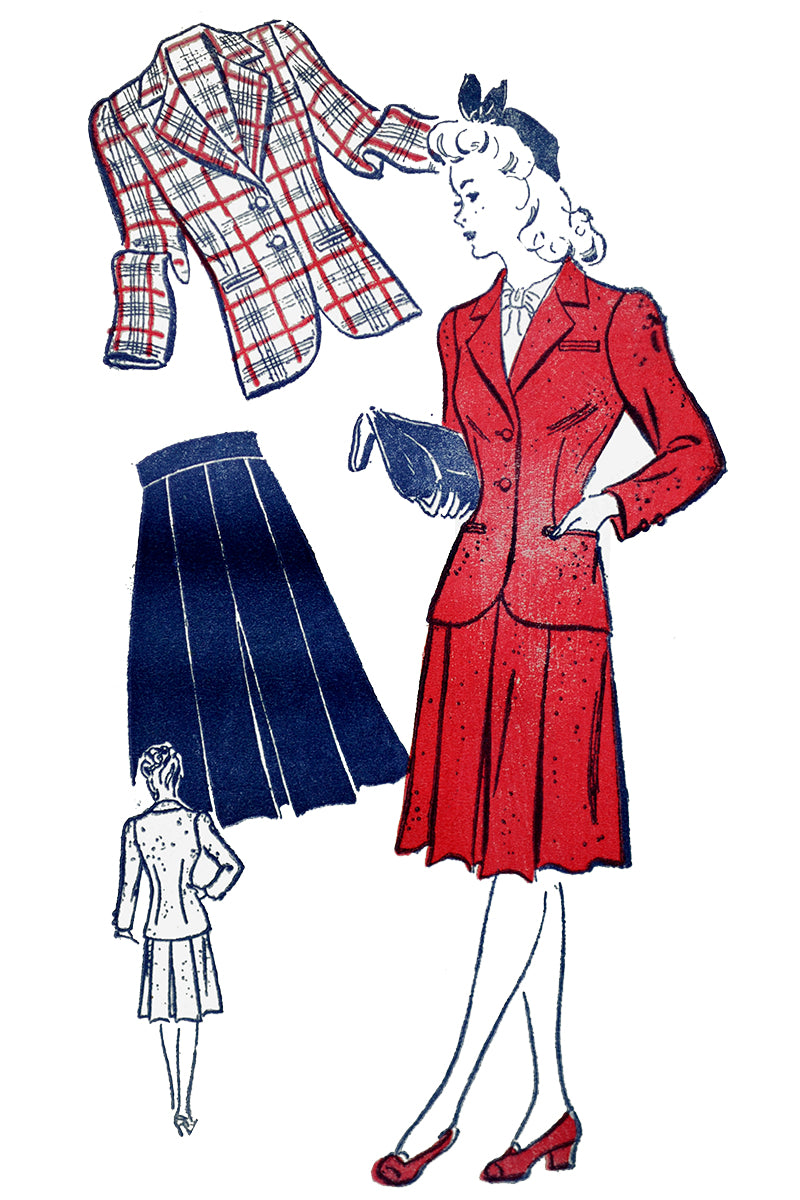New York 507 Vintage 1940s Sewing Pattern for Skirt & Jacket Suit – Modig