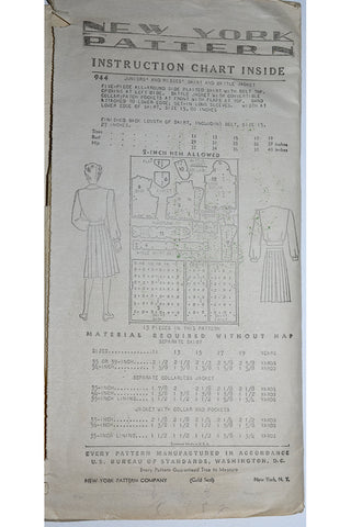 1940s Sewing Pattern New York 944