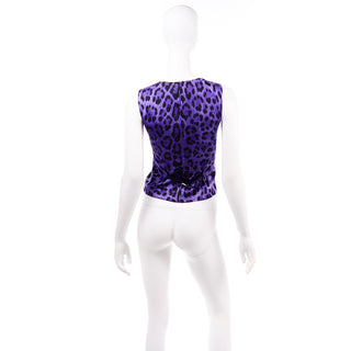 Dolce & Gabbana New With Original Tags Black Tuxedo Vest w Purple Leopard Print
