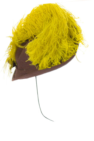NY Creations 1930s vintage hat with yellow ostrich feather - Dressing Vintage