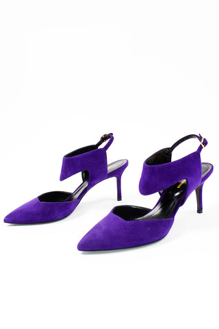 Nicholas Kirkwood Shoes Purple Suede Pointed Toe Slingback Heels