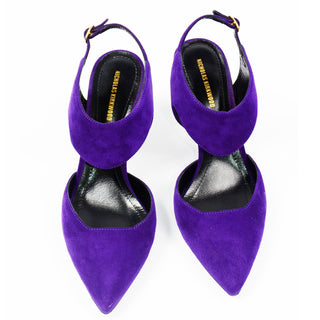 Nicholas Kirkwood Shoes Purple Suede Pointed Toe Slingback Heels size 37