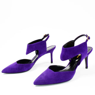 Nicholas Kirkwood Shoes Purple Suede Pointed Toe Slingback Heels sz 37