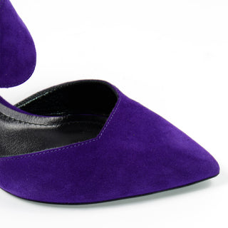 Nicholas Kirkwood Shoes Purple Suede Pointed Toe Slingback Heels ankle strap