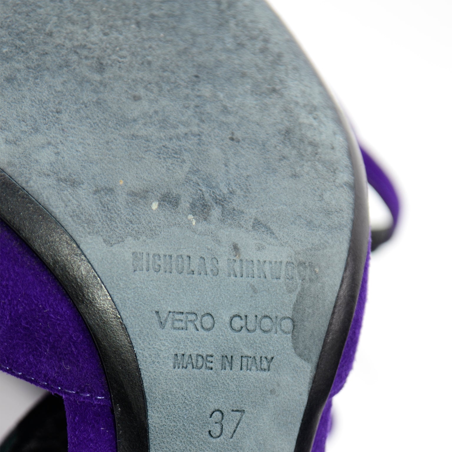 Nicholas Kirkwood Purple Suede Pointed Toe Slingback Shoes with