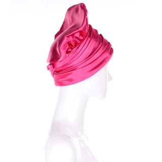 1960s Pink Satin Structured Tall Vintage Statement Hat from Nicholas Ungar Boutique