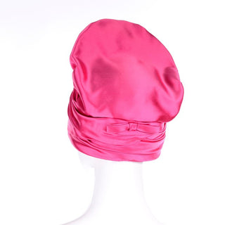 1960s Pink Satin Structured Tall Vintage Statement Hat from Nicholas Ungar Boutique