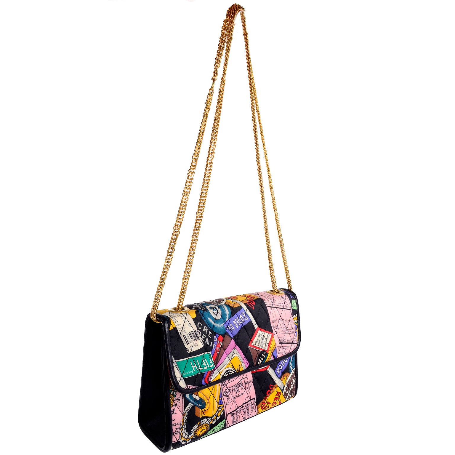 Quilted Nicole Miller Vintage Novelty Handbag With Shopaholic Theme