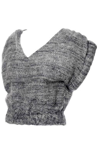 Gray handwoven wool vest sweater