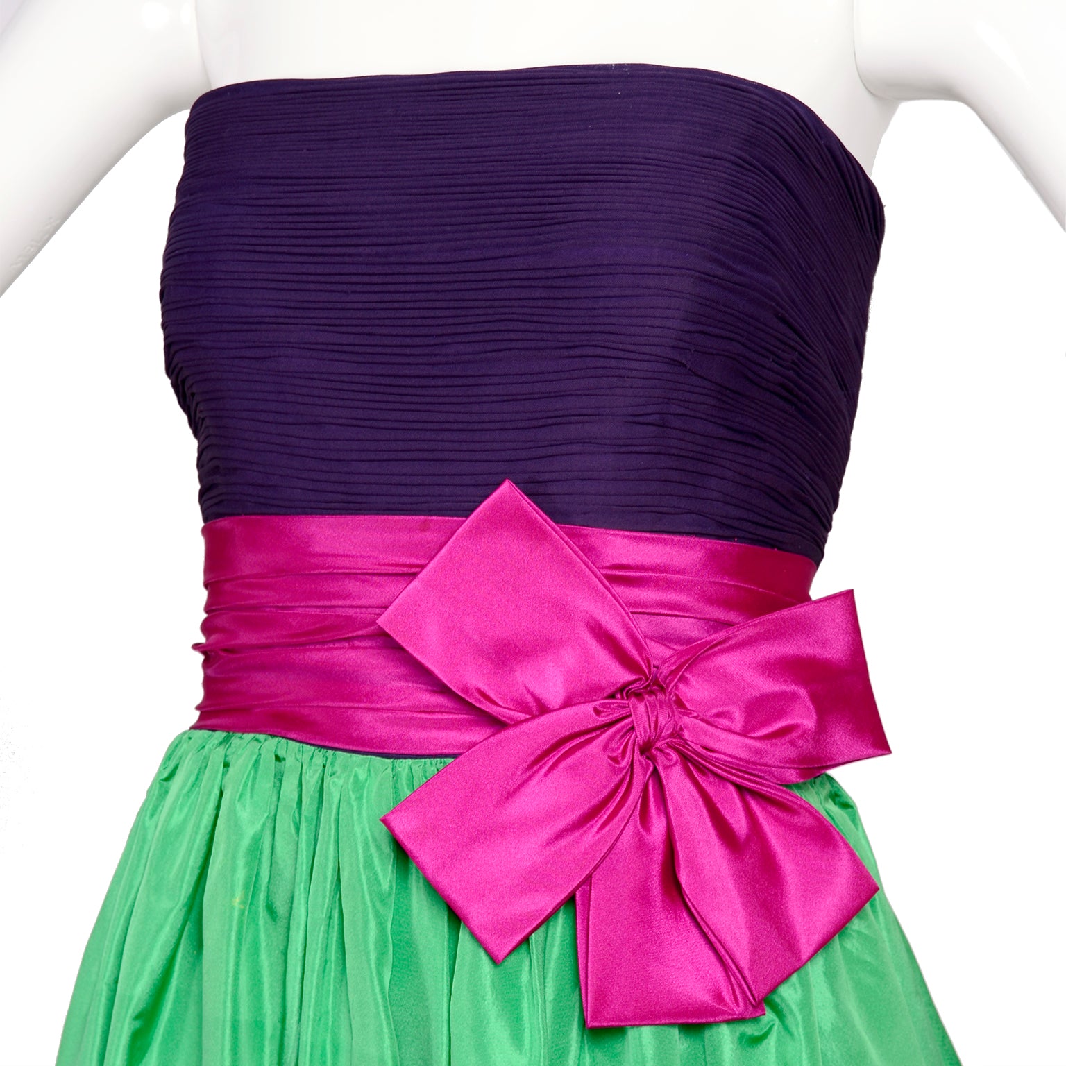 Nina Ricci Colorblock Vintage Evening Dress Green, Purple & Pink 6/8 Modig Nina Ricci Colorblock Vintage Evening Dress Green, Purple & Pink 6/8 Modig