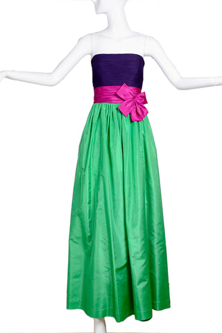 Vintage Nina Ricci green purple and pink evening dress