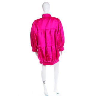 1980s Nina Ricci Hot Pink Satin Oversized Jacket or Evening Dress One of a kind