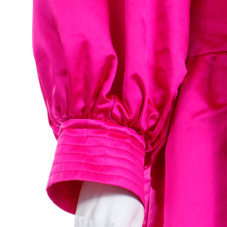 1980s Nina Ricci Hot Pink Satin Oversized Jacket or Evening Dress with cuffs