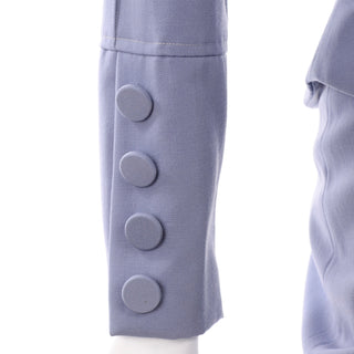 1980s Albert Nipon Vintage Periwinkle Blue Skirt & Jacket Suit  large round buttons