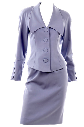 1980s Albert Nipon Vintage Periwinkle Blue Skirt & Jacket Suit  4/6