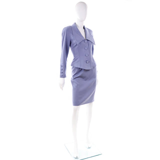 1980s Albert Nipon Vintage Periwinkle Blue Skirt & Jacket Suit  size 4/6
