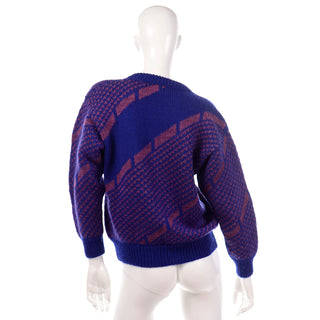 1980s Purple and Blue Vintage Wool Sweater