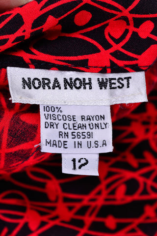 Rayon Nora Noh Vintage Red Black Jumpsuit 1980s