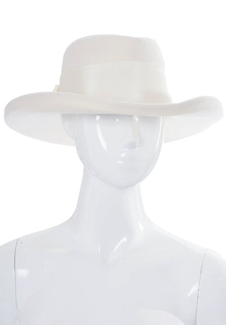 Vintage Nordstrom Mint condition Winter white wool felt cowboy hat - Dressing Vintage