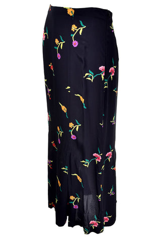 Vintage Norma Kamali Floral Silk Skirt