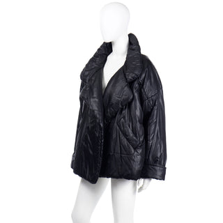 1980s Norma Kamali OMO Vintage Black Sleeping Bag Coat fits most