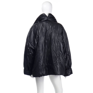 1980s Norma Kamali OMO Vintage Black Sleeping Bag Coat iconic designer jacket