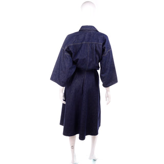1980s Norma Kamali Dark Blue Vintage Denim Dress