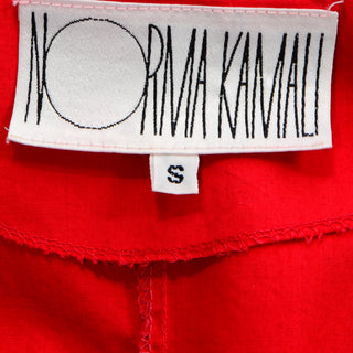 80s Norma Kamali Vintage Red Cotton Cinched Waist Peplum Jacket S
