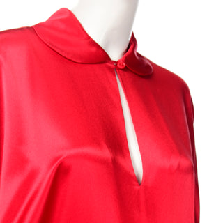 Red Silk Norma Kamali Vintage 1980s Jumpsuit designer 