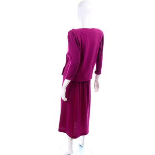 1980s 2 piece Norma Walters Fuchsia Magenta Pink Vintage Dress