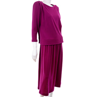 Norma Walters Fuchsia Magenta Pink Vintage 2 pc Dress Skirt & Top