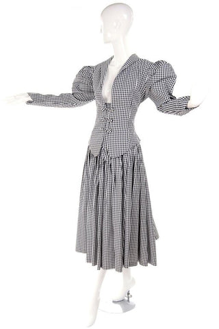 Victorian Revival Norma Kamali checked taffeta skirt & top jacket