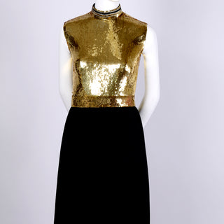 Norman Norell Vintage Gold Sequin & Black Evening Dress & Jacket
