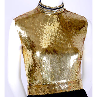 Norman Norell Vintage Gold & Black Evening Dress & Jacket Sequin