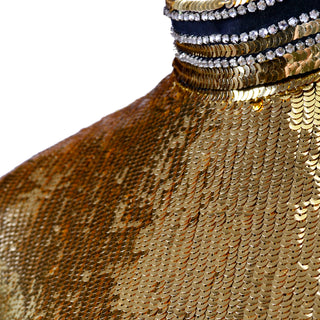 Norman Norell Vintage Gold sequin & Black crepe Evening Dress & Jacket