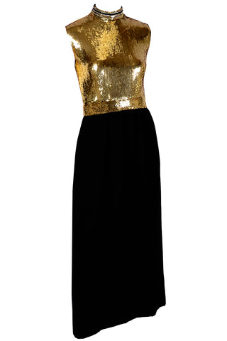 Norman Norell Vintage Gold & Black Evening Dress & Jacket