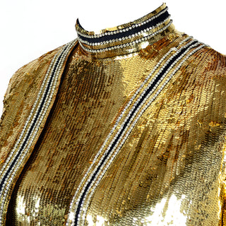 Norman Norell Vintage Gold & Black Evening Dress & Jacket rhinestones sequins