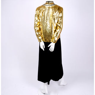 Norman Norell Vintage Gold & Black Evening Dress & Jacket Sequins